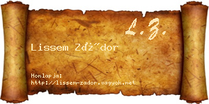Lissem Zádor névjegykártya